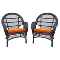 Propation W00208-C-4-FS016-CS Espresso Wicker Chair with Orange Cushion PR1081348